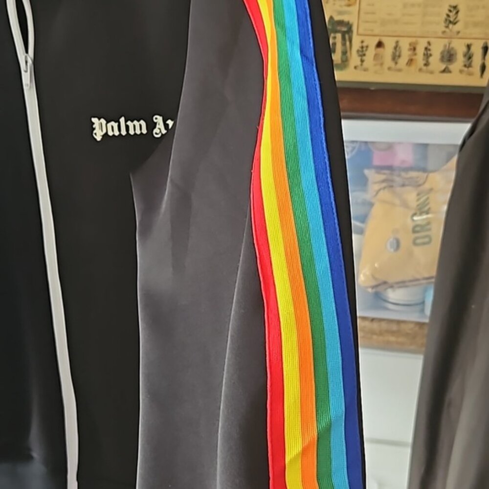 Palm Angels Black Track Suit with Rainbow Striping - Picture 4 of 5